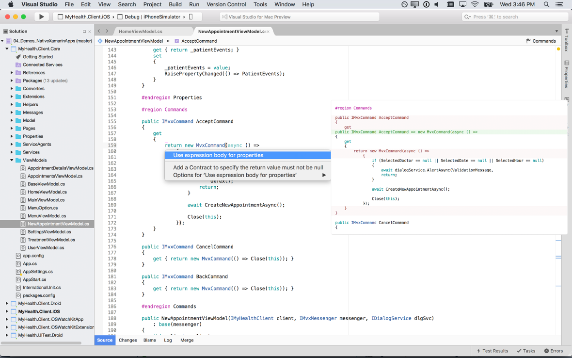 Screenshot of Visual Studio for Mac